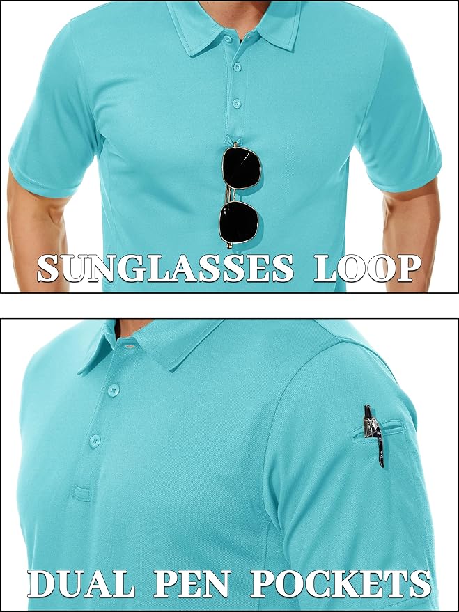 TACVASEN Mens Polo Shirt Short Sleeve Tactical Performance Collared Work Golf Shirts Dry Fit Pique Polos for Summer
