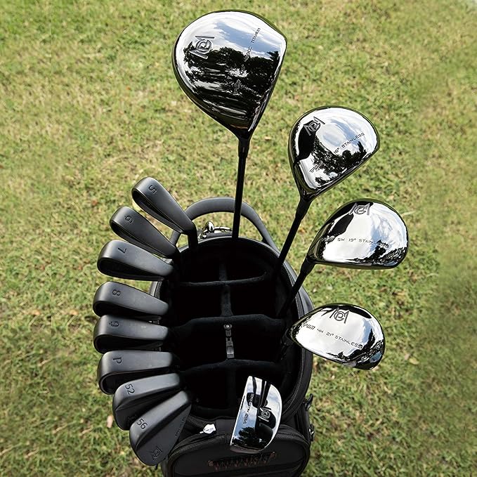 PGM 19 Piece Men's Complete Golf Club Sets - Ultra-Thin Face Titanium Driver (0.85+ COR), High COR Fairway Woods, Forged Irons, Precision CNC Milled Putter, with Stand Bag - Right Handed