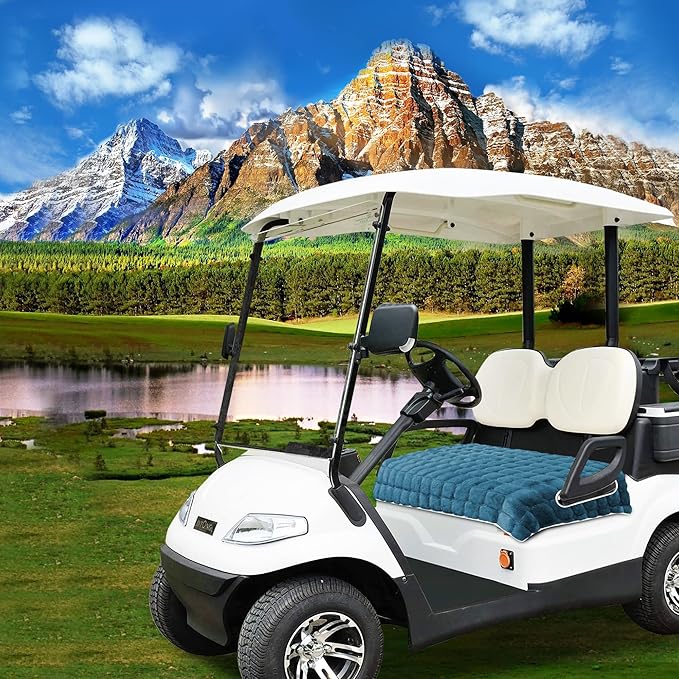 YOKYHOM Golf Cart Seat Covers, Supreme Comfort Golf Cart Seat Towel Blanket, Heavyweight Deep-Pile, Fits EZGO, Yamaha, Club Car and More 2-Seat Carts, 50"x 27.5", Dark Blue