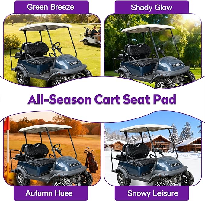 Club Car Precedent seat Cover，Fit forClub Car Precedent，Vinyl seat Cover, Diamond Texture, Easy to Install Golf cart Accessories, no Staples Required（Black&Black Stitch）