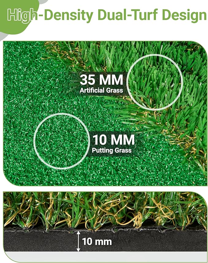 Golf Putting Green Mat-10x4.8Ft Professional Large Practice Putting Mat with 3 Flags 1 Movable Cup 1 Golf Club 3 Balls for Indoor and Outdoor Party GameTraining Mat