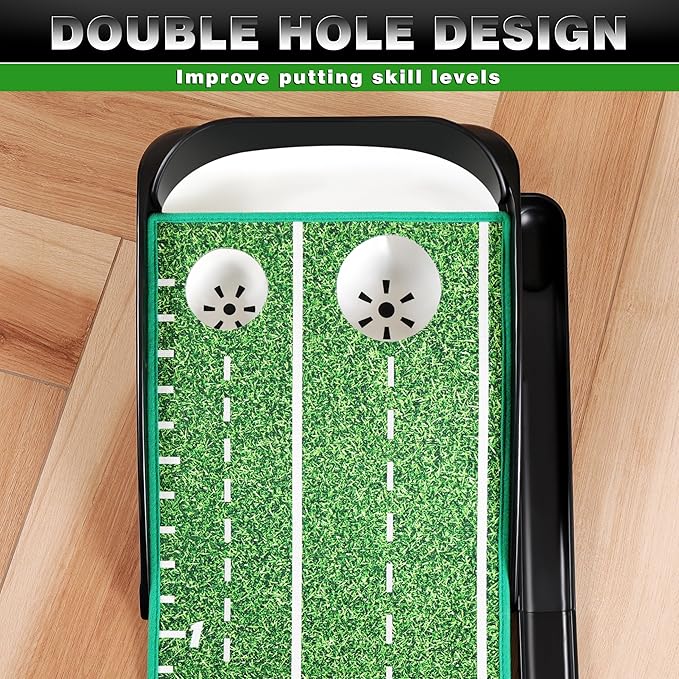 CHAMPKEY Premium Golf Putting Green Indoor with 3 Golf Putting Gates - Improves Putting Accuracy and Skill Levels Golf Putting Mat - Ideal for Indoor and Outdoor Training