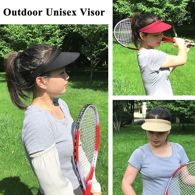 3 Pack Sports Sun Visor Hat Women Men Adjustable Clip On Visors Outdoor Golf Beach Cap