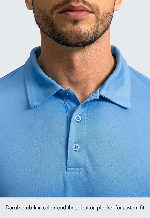 Men's Polo Shirt Long Sleeve Golf Shirts Lightweight UPF 50+ Sun Protection Cool Shirts for Men Work Fishing Outdoor