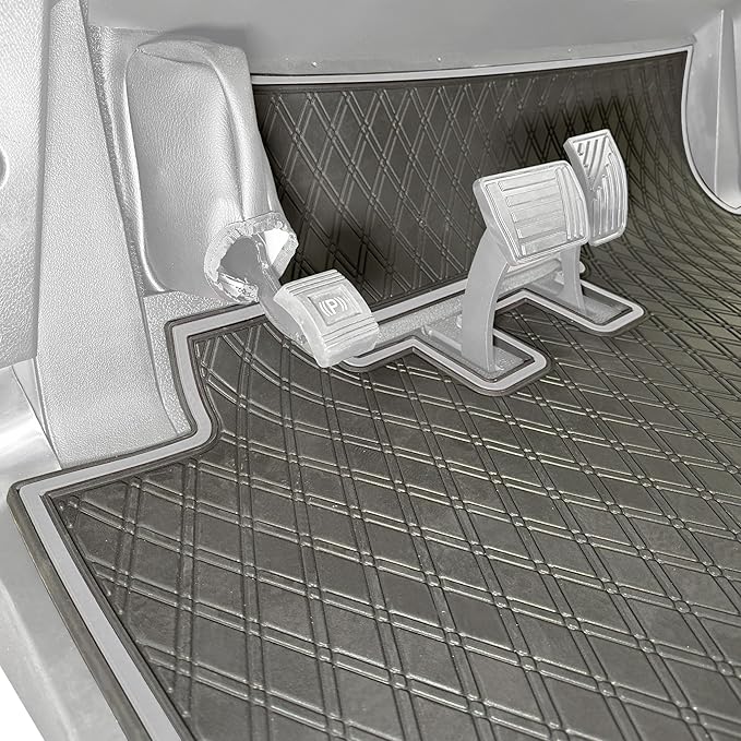 Xtreme Mats Rubber Golf Cart Mat for Bintelli Golfcars, Full Coverage Rubber Front Floor Liner Protects OEM Factory Flooring Compatible with Bintelli Beyond & Nexus (Grey Trim)