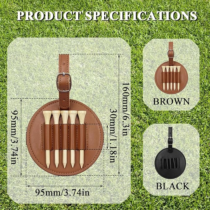Custom Leather Golf Tee Holder Personalized Golf Bag Tag Customized Golf Accessories for Bag Present for Dad Grandpa Uncle