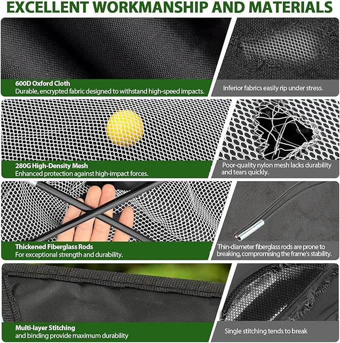 Golf Net, 10x7 Ft Practice Hitting Golf Net with Tri-Turf Mat, Ball, Tee, and Carring Bag, All-in-One Multi-Target Training Aid for Outdoor/Indoor Chipping & Driving, Ideal Gift for Men/Enthusiasts