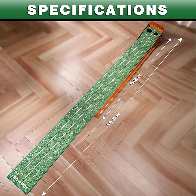CHAMPKEY Premium Golf Putting Green Indoor with 3 Golf Putting Gates - Improves Putting Accuracy and Skill Levels Golf Putting Mat - Ideal for Indoor and Outdoor Training