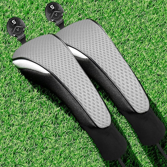 FINGER TEN Golf Club Head Covers Woods Hybrids 1/2/3/4 Pack, Headcovers Men Women 3 5 7 X with Interchangeable Number Tag, Fit All Wood Hybrid Clubs
