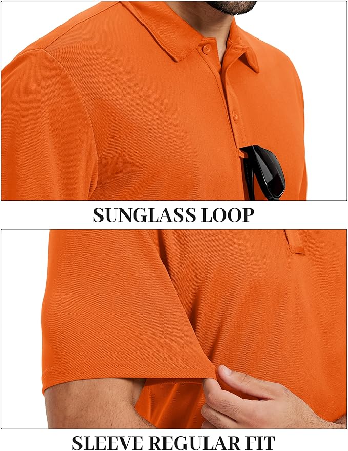 TACVASEN Mens Polo Shirts Short Sleeve Dry Fit Performance Breathable Golf Shirt with Collar Tennis Casual Business Work