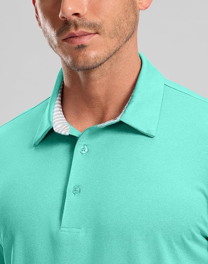 Golf Shirts Heather Polo Short Sleeve Dry Fit Lightweight Moisture Wicking Collared Shirts Casual Athletic Business