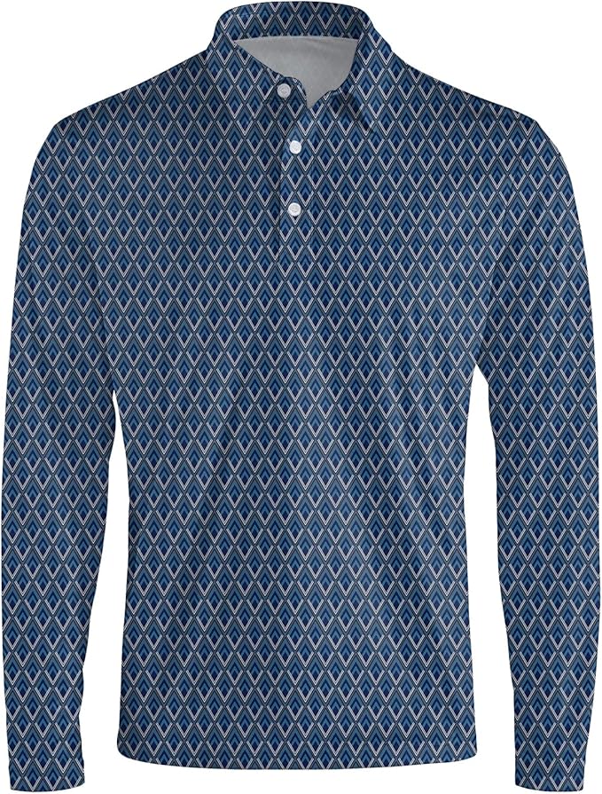 Men's Long Sleeve Golf Shirt Quick Dry 3 Button Work Fishing Outdoor Casual Collar Shirt