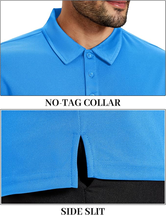 TACVASEN Mens Polo Shirts Short Sleeve Dry Fit Performance Breathable Golf Shirt with Collar Tennis Casual Business Work