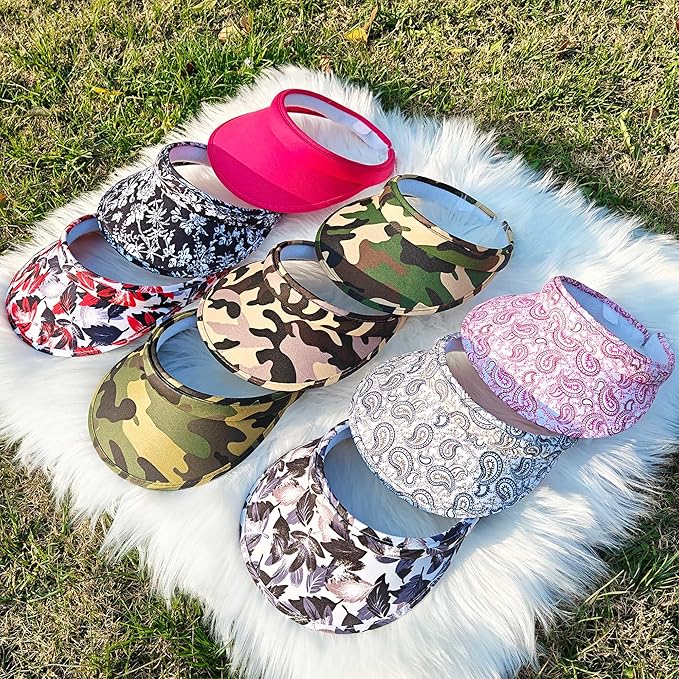 2 Pack Sun Visor Hats Women Men Clip On Wide Brim Visors Hat Outdoor Sports Golf Beach Travel Tennis Caps