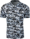 TAPULCO Mens Collarless Golf Shirts Short Sleeve Dry Fit Stretch Casual Breathable Lightweight Tshirts