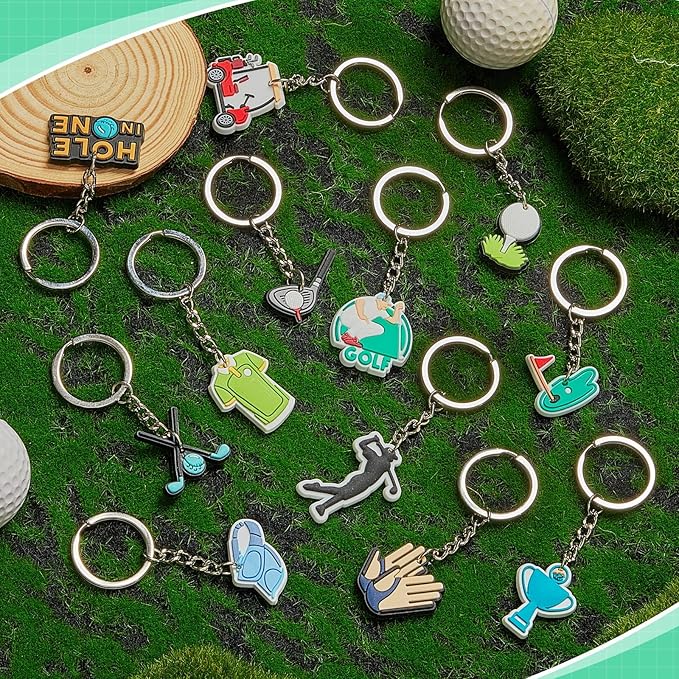 Batiyeer 36 Pack Golf Ball Keychains Bulk Party Favors Sports Ball Key Chains Funny Keyring Gifts for Women Men Birthday Supplies