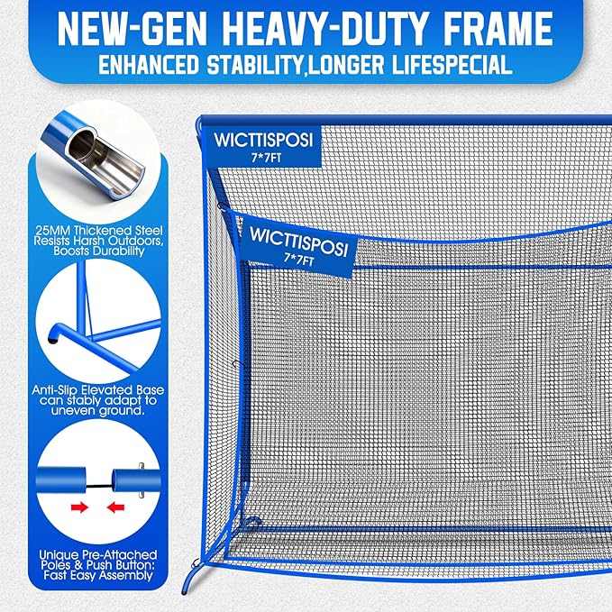 Golf Hitting Net with Extra Striking Net, 10x7ft/7x7ft Heavy Duty Golf Practice Nets for Golfers Backyard Driving Swing, Golf Impact Cage Metal Frame with Storage Bag&Elevated Base, Indoor Outdoor Use