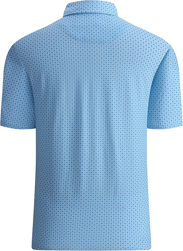 Esabel.C Golf Shirts for Men Dry Fit Performance Short Sleeve Print Moisture Wicking Collared Shirt