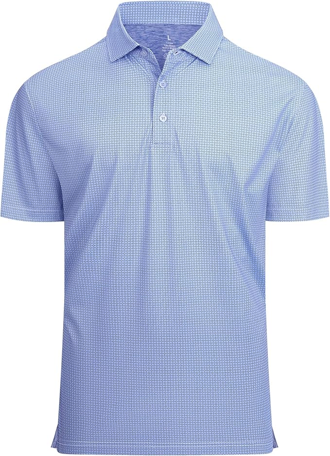 Alex Vando Mens Golf Shirt Moisture Wicking Classic Print Golf Shirts for Men