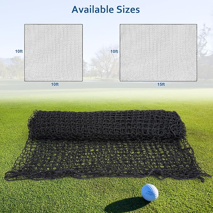 WELSPO Heavy Duty Ball Netting - Sports Practice Barrier Net, 10x10ft/10x15ft for Golf, Baseball, Hockey, Soccer