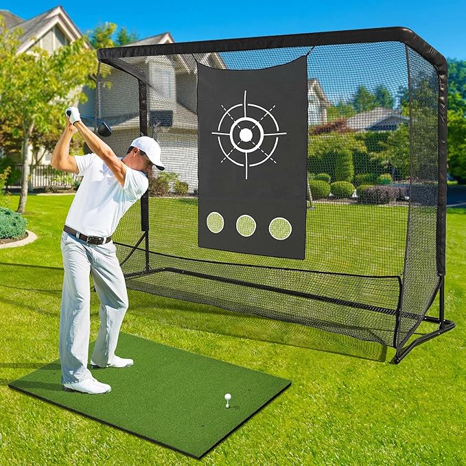 Golf Hitting Net, 10x7ft & 7x7ft Golf Practice Nets for Backyard Driving Chipping, Portable Heavy Duty Golf Impact Nets with Steel Frame, Indoor and Outdoor