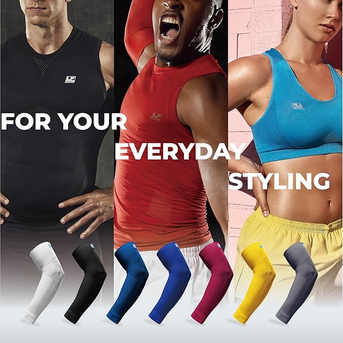 LP SUPPORT 668 Compression Arm Sleeve for Workouts, Sports & Weightlifting, Golf and Tennis Elbow Pain relief for Men & Women