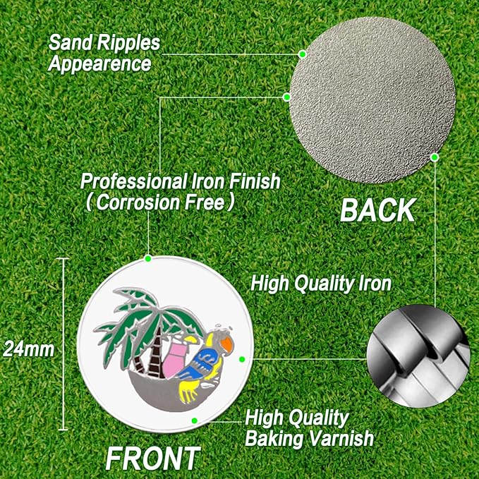 FINGER TEN Golf Ball Marker with Hat Clip Markers Assorted Patterns Value Gift Set Mark Golf Divot Tool Accessories for Men Women Kids
