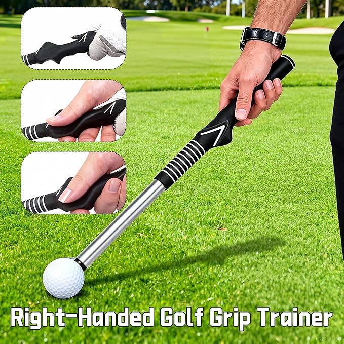 Retractable Golf Swing Trainer, Golf Grip Training Aid for Strength & Tempo Practice – Click Feedback Stick for Chipping & Hitting, Portable Warm-Up Trainer for Beginners Indoor/Outdoor
