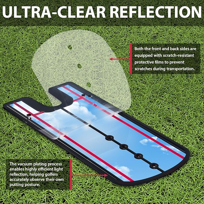 Golf Putting Training Mirror, Portable Indoor Outdoor Training Aid for Swing Posture, Ball Path & Stroke Accuracy Improvement