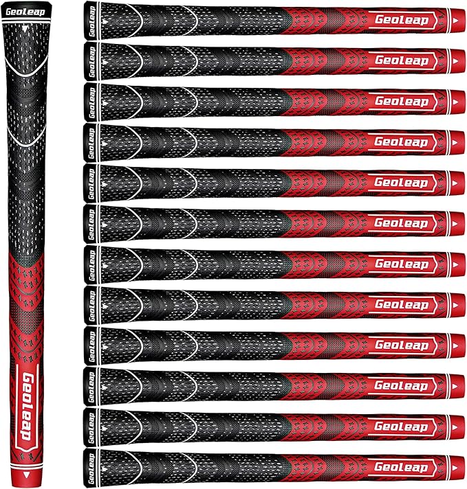 Geoleap Golf Grips Set of 13- Cord Rubber Compound Material, Hybrid Golf Club Grips, All Weather Performance.