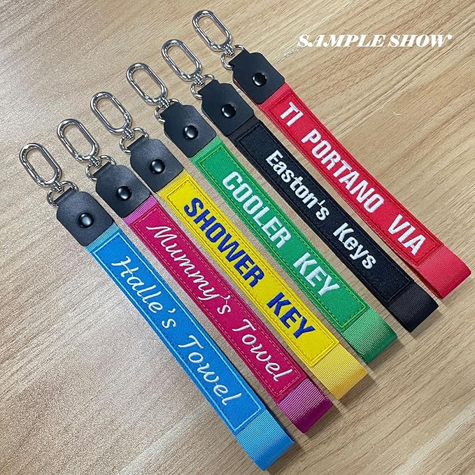 Graceful life Custom Keychain Embroidery with your any text, wrist lanyard keychain Personalized Number key wrist lanyard, Name Key Chain, Cute Keychains for Gift Private Reg Fob, Gift for Him Her