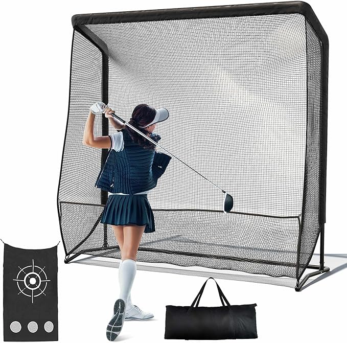 Golf Hitting Net, 10x7ft & 7x7ft Golf Practice Nets for Backyard Driving Chipping, Portable Heavy Duty Golf Impact Nets with Steel Frame, Indoor and Outdoor