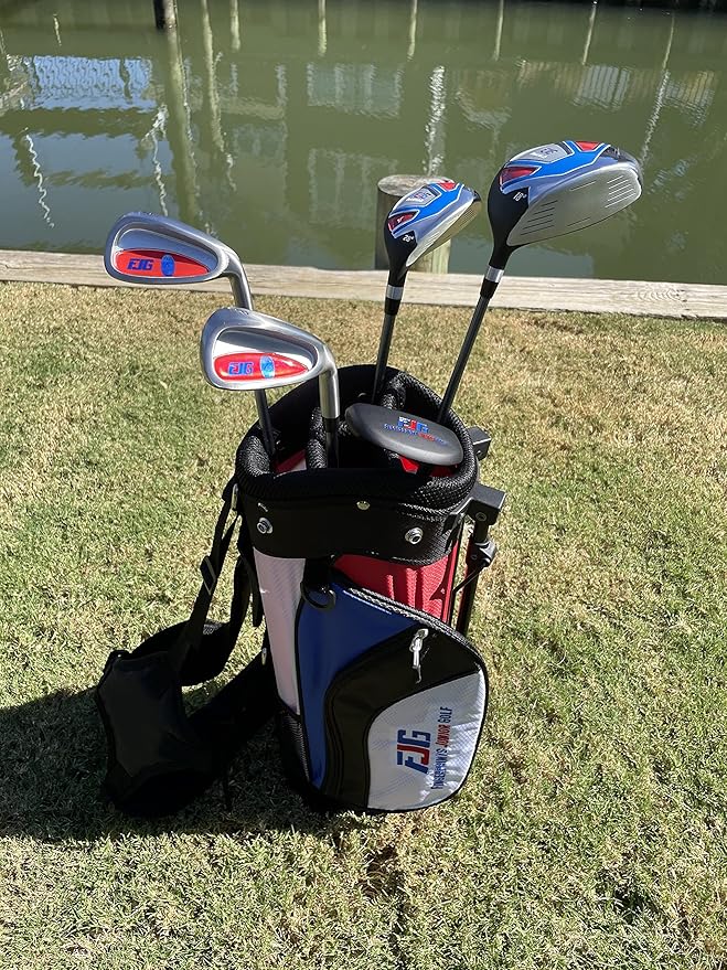 Fingerprints Junior Golf Club Set - Perfect for Junior Golfers - Left-Handed & Right-Handed Options - Complete Set in Multiple Sizes with Driver, Hybrid, 7i, PW, Putter & Stylish Stand Bag