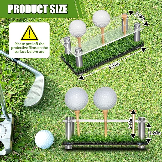 Menkxi Golf Ball Display Case Golf Ball Holder Stand Box with Black Base Acrylic Metal Turf Tee Memorabilia Show Decoration Office Gifts Decor(5.91 Inch)