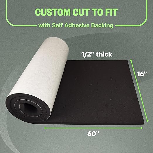 XCEL Marine Foam Roll with Self Adhesive – Black, 60" x 16" x 1/2" Closed Cell Foam Rubber Water Resistant Padding Sheet – Home, Marine, Garage, Automotive, Crafts & Cosplay (Black, 60" x 16" x 1/2")