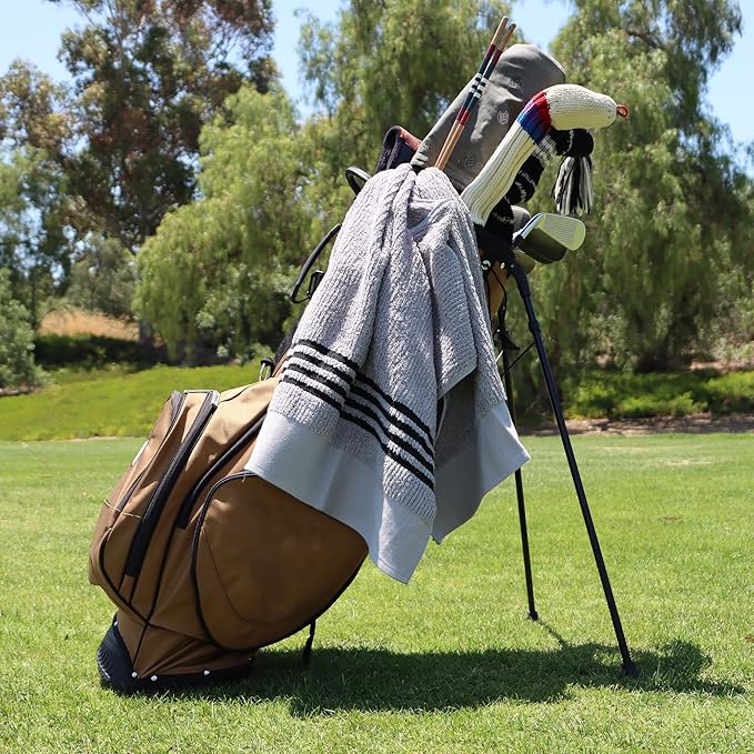 The Tour Towel | Large Golf Caddy Towel Terry Cloth, Absorbent 19" x 44", Center Cut, Perfect Hang Golf Cart Accessory and Golf Bag, Multiple Colors
