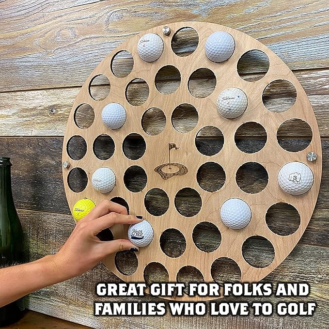 Torched Golf Ball Display Holder Collector’s Case Holds 42 Golf Balls Wall Mount Decor, Personalized Golf Lovers Gift for Men, Customizable