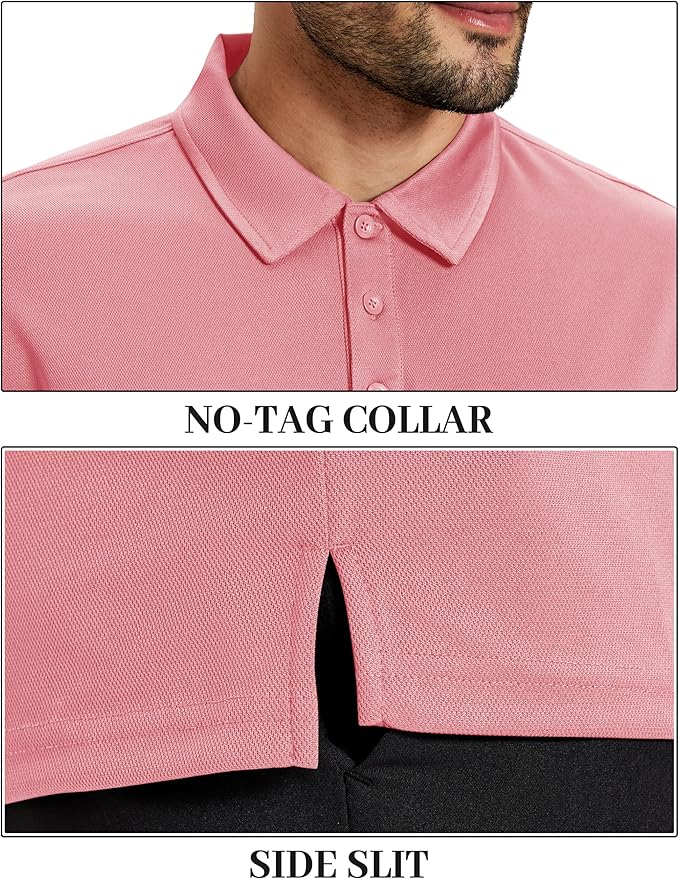TACVASEN Mens Polo Shirts Short Sleeve Dry Fit Performance Breathable Golf Shirt with Collar Tennis Casual Business Work