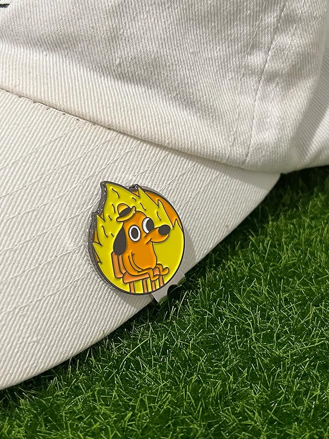 Play and Repeat This is Fine Meme Golf Ball Marker with Magnetic Hat Clip - Funny Golf Gift for Men, Kids - Golf Accessories and Gifts