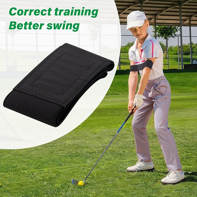 Golf Training Aid Band, Elastic Swing Golf Trainers Band for Arm Waist, Sports Practicing Equipment Tool for Men and Women- Black