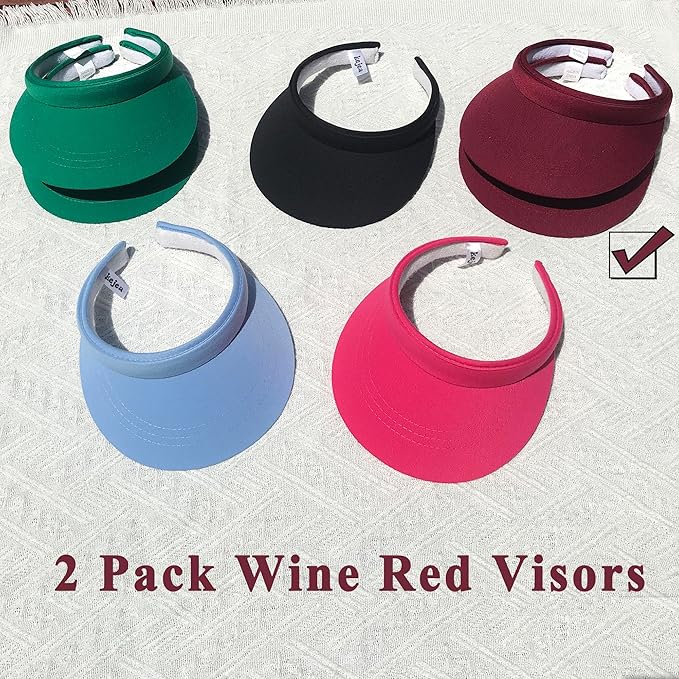 2 Pack Visor Women Men Sun Hat Clip On Visors Adjustable Sport Wide Brim Cap