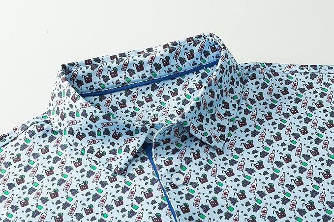 Mens Golf Shirts Quick Dry Moisture Wicking Casual Short Sleeve Performance Athletic Print Collared Stylish Men Polo Shirt