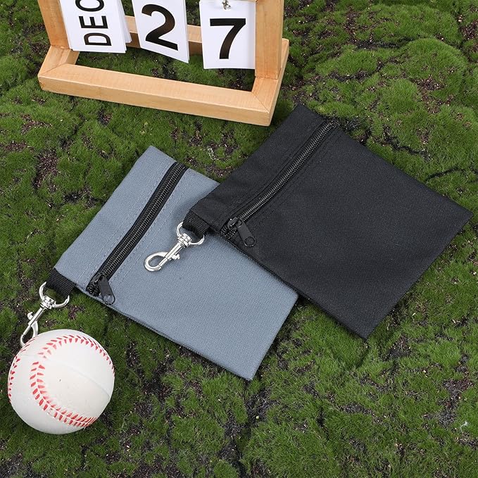 Golf Tee Bag Pouch 2 Pack, Clip-on Tee Bag for Golf Bags Accessories, 6.69 X 5.31 Inch 600D Oxford Fabric, Black & Gray