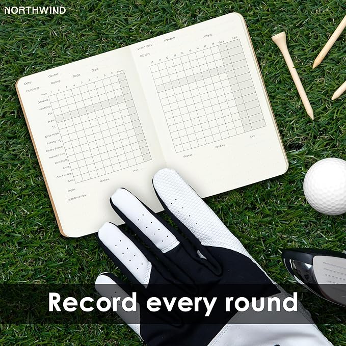 Northwind Personalized Golf Log Book – Handcrafted Full-Grain Leather Golf Score Notebook, Refillable Journal, Made in USA, Custom Engraved Gift for Men & Women Golfers