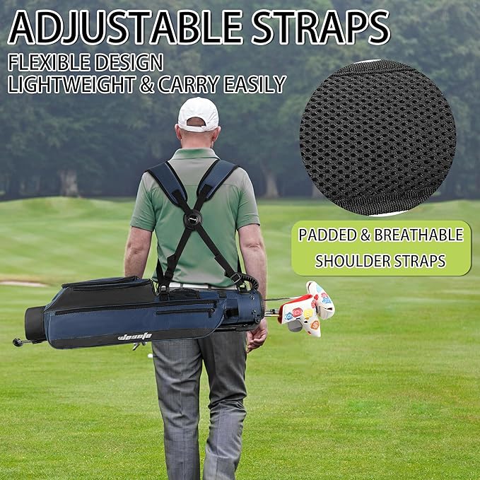 Golf Stand Bag,Lightweight Small Golf Bag,Medium Golf Carry Bag, 2-3Way Divider Men and Women with Adjustable Shoulder Strap Multiple Pockets with Golf Putter Covers