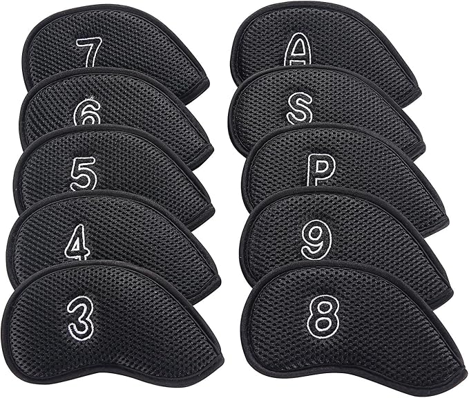 10Pcs/Pack New Meshy Golf Iron Covers Set Golf Club Head Cover Fit Most Irons
