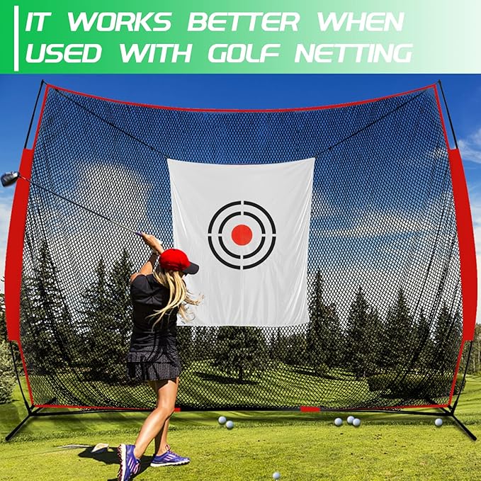 Golf Target Hitting Cloth - 6 X 5 FT White Fast Setup Sturdy Practice Trainers Basement Yard for Golfers Adults Players Teens Gifts