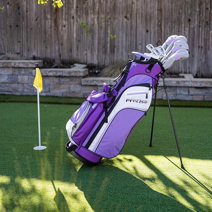 Precise M3 Complete Womens Golf Clubs Set, Includes Driver, Fairway, Hybrid, 7-PW Irons, Wedge, Putter, Stand Bag, 3 H/C's Purple, Golf Clubs Women Right Handed, Comes in 3 Sizes