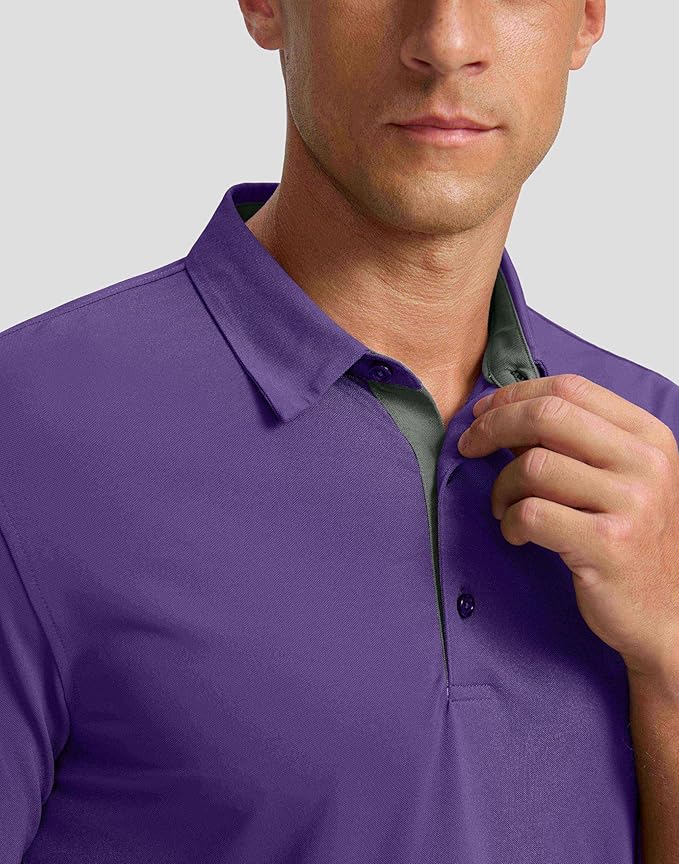 Men's Golf Shirts Dry Fit Moisture Wicking Performance Short Sleeve Collared Polo Shirts for Casual Athletic Business