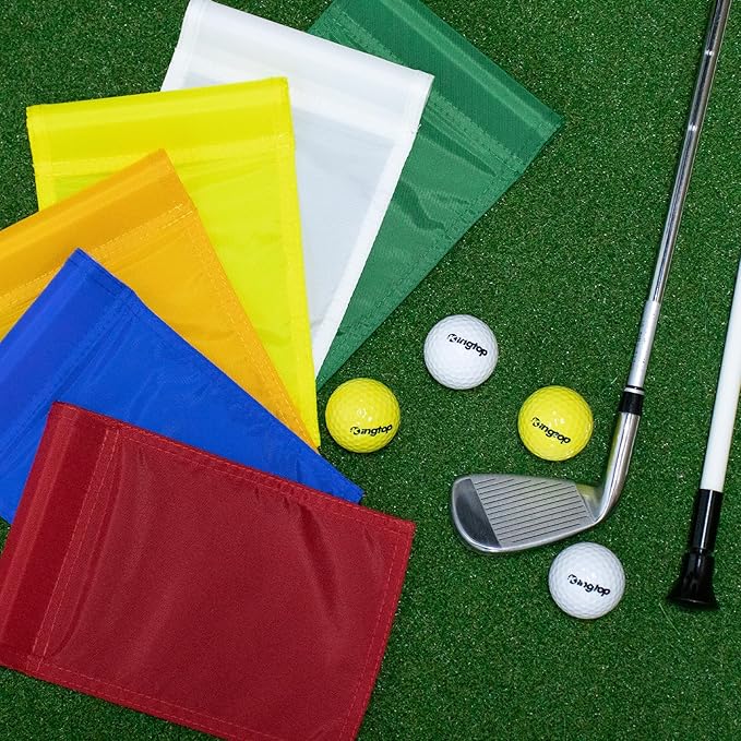 KINGTOP Solid Golf Flag All 8x6 Inch - 420D Nylon, Tube Inserted - Mini Putting Green Flags for Backyard Practice
